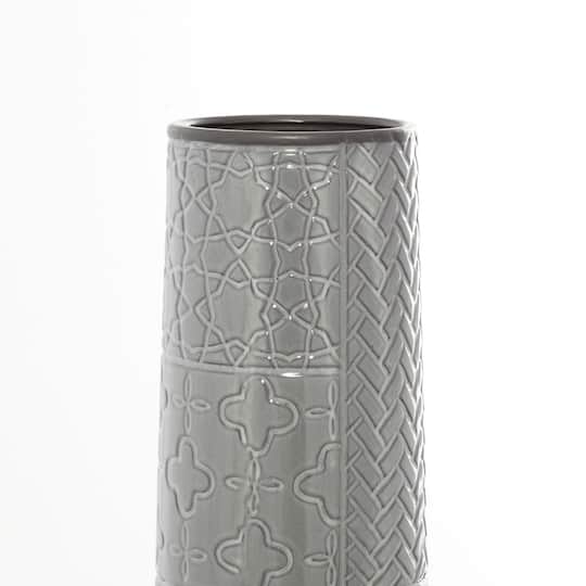 30" Gray Stoneware Eclectic Vase